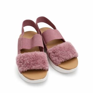 Ugg Alyse Shearling Platform Dusty Pink Sandals 10